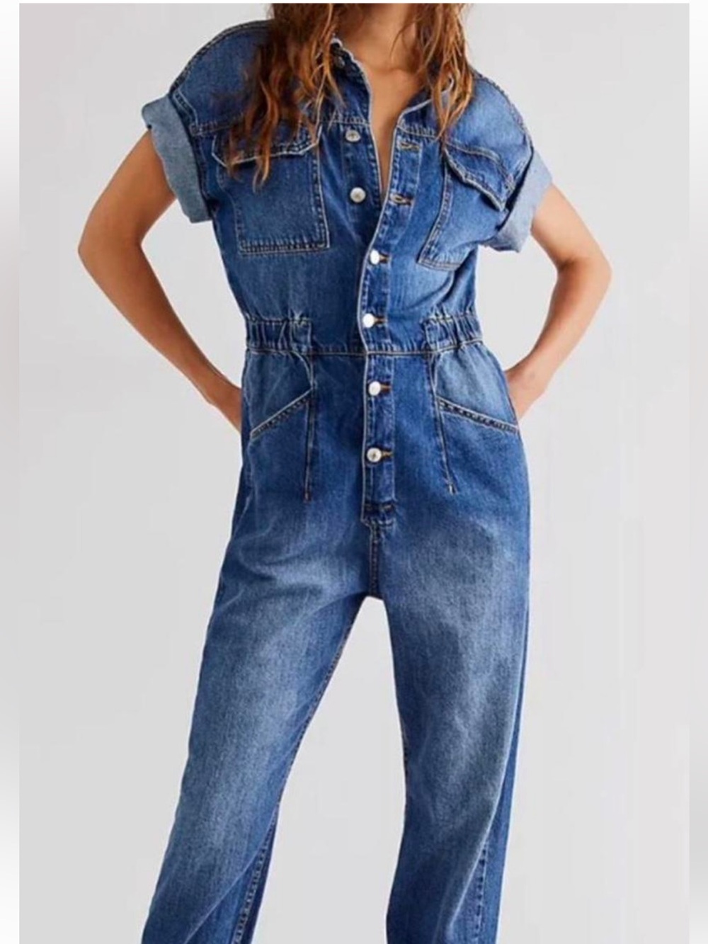 We The Free / Free People denim Marci jumpsuit